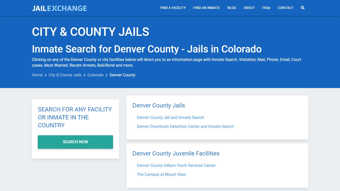 Inmate Search for Denver County | Jails in Colorado - Jail Exchange